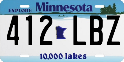 MN license plate 412LBZ