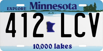 MN license plate 412LCV