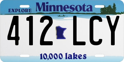 MN license plate 412LCY