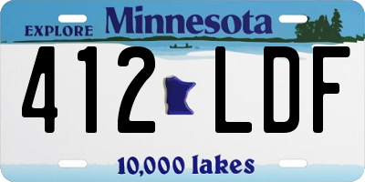 MN license plate 412LDF