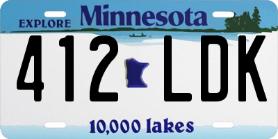 MN license plate 412LDK