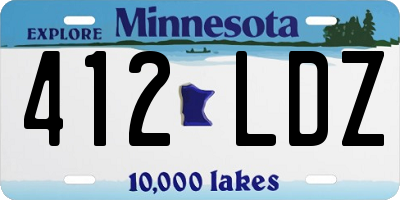 MN license plate 412LDZ