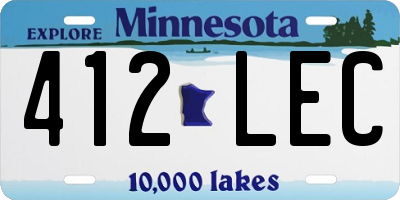 MN license plate 412LEC