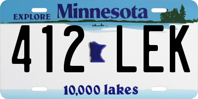 MN license plate 412LEK