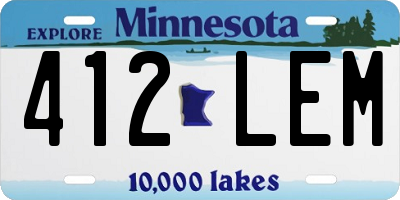 MN license plate 412LEM