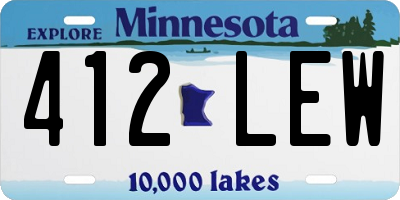 MN license plate 412LEW