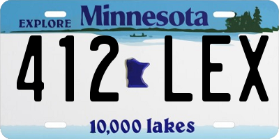 MN license plate 412LEX