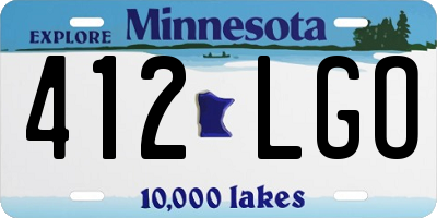 MN license plate 412LGO