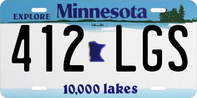MN license plate 412LGS