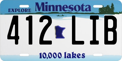 MN license plate 412LIB