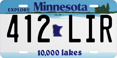 MN license plate 412LIR