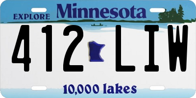 MN license plate 412LIW