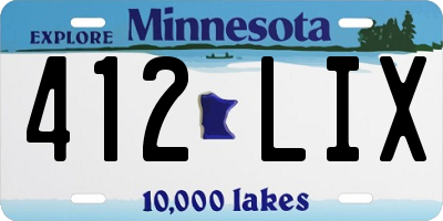 MN license plate 412LIX