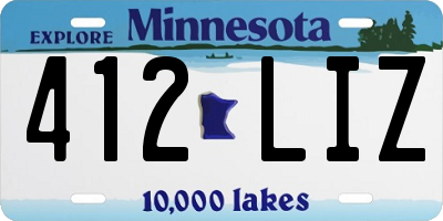 MN license plate 412LIZ
