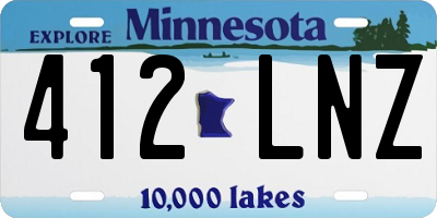 MN license plate 412LNZ