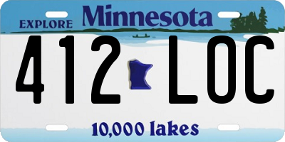 MN license plate 412LOC