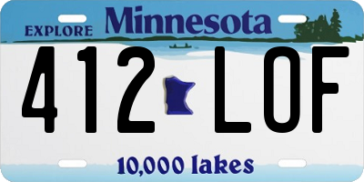 MN license plate 412LOF