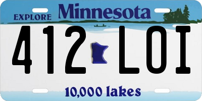 MN license plate 412LOI