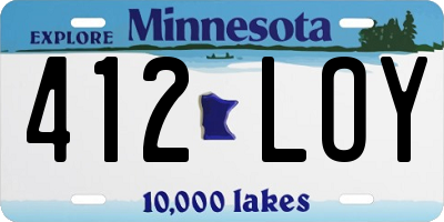 MN license plate 412LOY