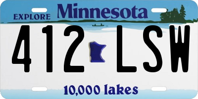MN license plate 412LSW