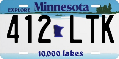 MN license plate 412LTK