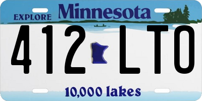 MN license plate 412LTO