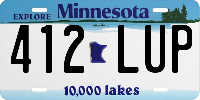 MN license plate 412LUP