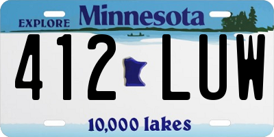 MN license plate 412LUW