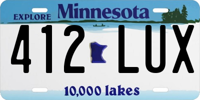 MN license plate 412LUX