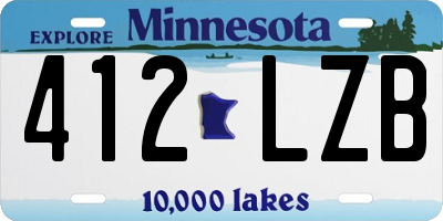 MN license plate 412LZB