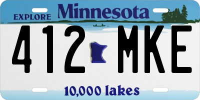 MN license plate 412MKE