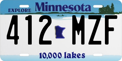 MN license plate 412MZF