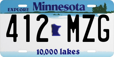 MN license plate 412MZG