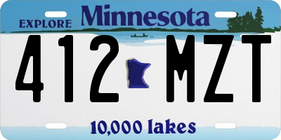 MN license plate 412MZT