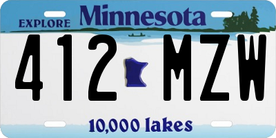 MN license plate 412MZW