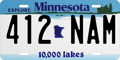 MN license plate 412NAM