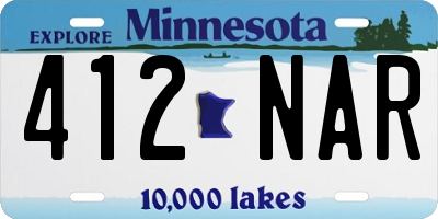 MN license plate 412NAR