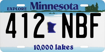 MN license plate 412NBF