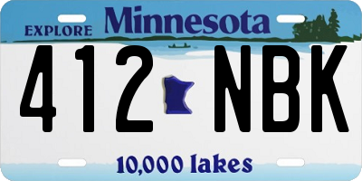 MN license plate 412NBK