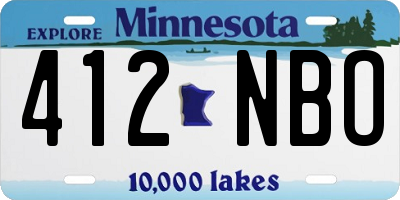MN license plate 412NBO