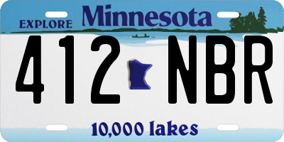 MN license plate 412NBR