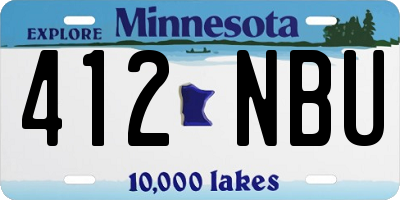 MN license plate 412NBU