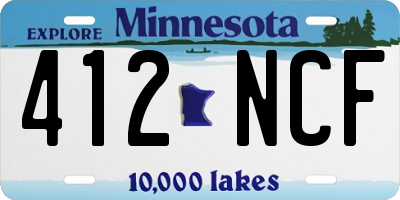 MN license plate 412NCF