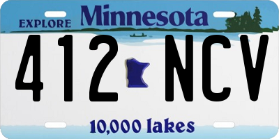 MN license plate 412NCV