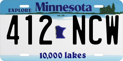 MN license plate 412NCW
