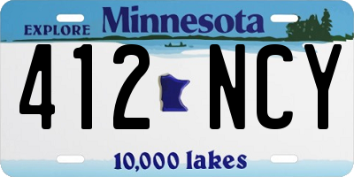 MN license plate 412NCY