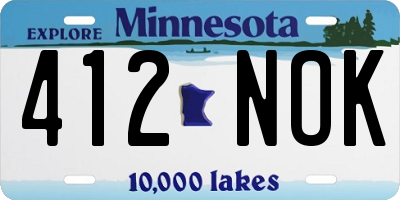 MN license plate 412NOK