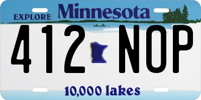 MN license plate 412NOP