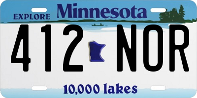 MN license plate 412NOR