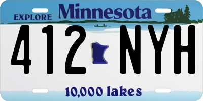 MN license plate 412NYH